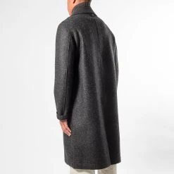 HARRIS WHARF LONDON MEN LONG PEACOAT PRESSED WOOL ANTHRACITE -jupiter shop 2022 09 09 15.18.10