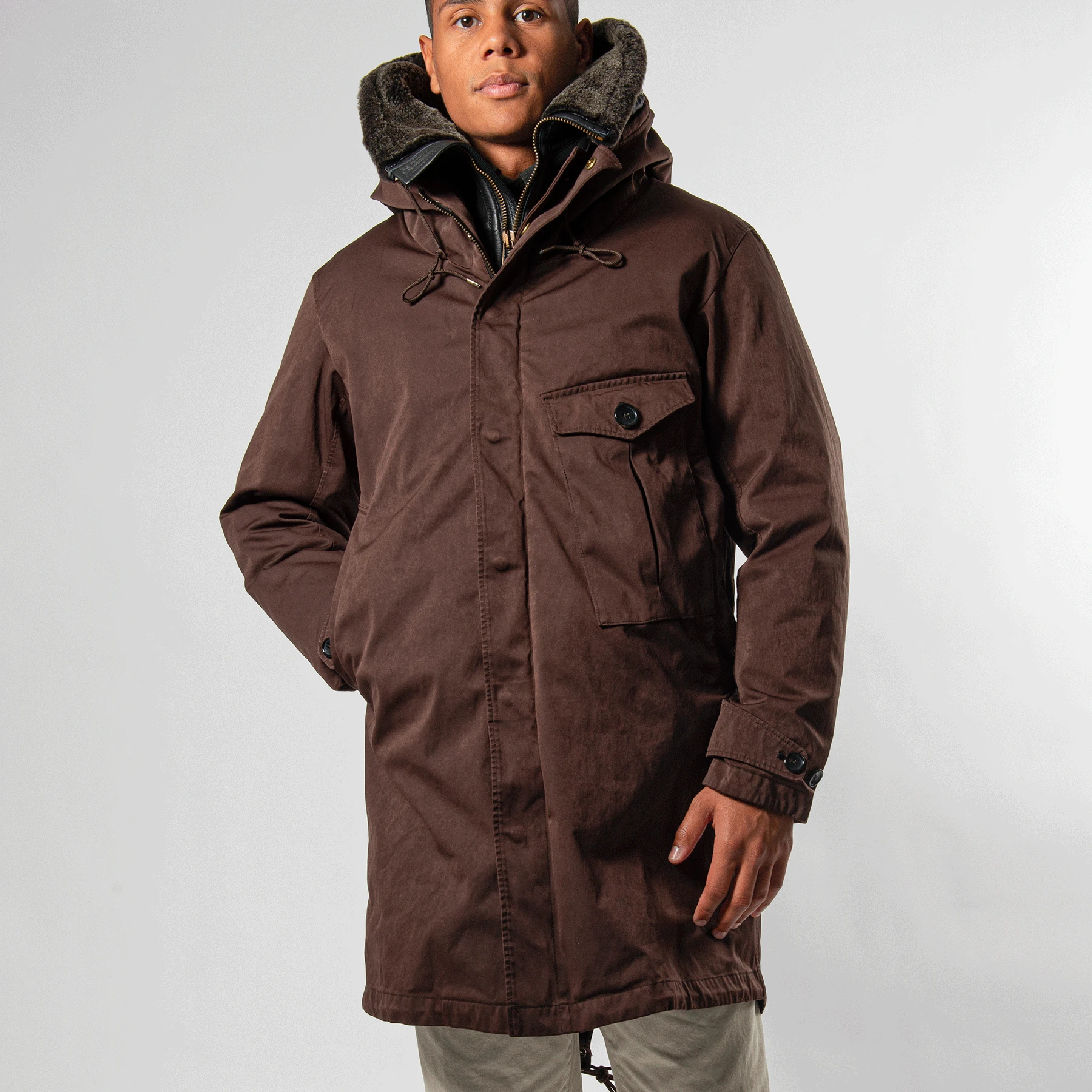 TEN C CYCLONE PARKA BROWN 3 TEN C CYCLONE PARKA BROWN