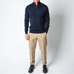 ADVERB MERINO 12 GG HALFZIP SWEATER NAVY -jupiter shop ADVERBHALVZIP 1