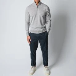 ADVERB MERINO 12 GG HALFZIP SWEATER LIGHT GREY 13 ADVERB MERINO 12 GG HALFZIP SWEATER LIGHT GREY -jupiter shop ADVERBHALVZIP 1 407a20f6 78ee 4c76 8d61 3c8264326a48