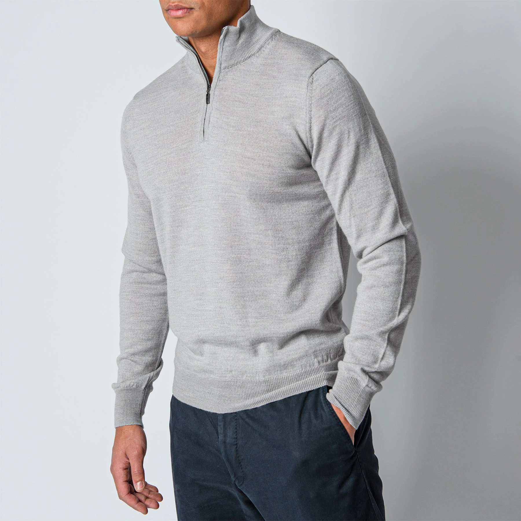 ADVERB MERINO 12 GG HALFZIP SWEATER LIGHT GREY 4 ADVERB MERINO 12 GG HALFZIP SWEATER LIGHT GREY - Bild 2