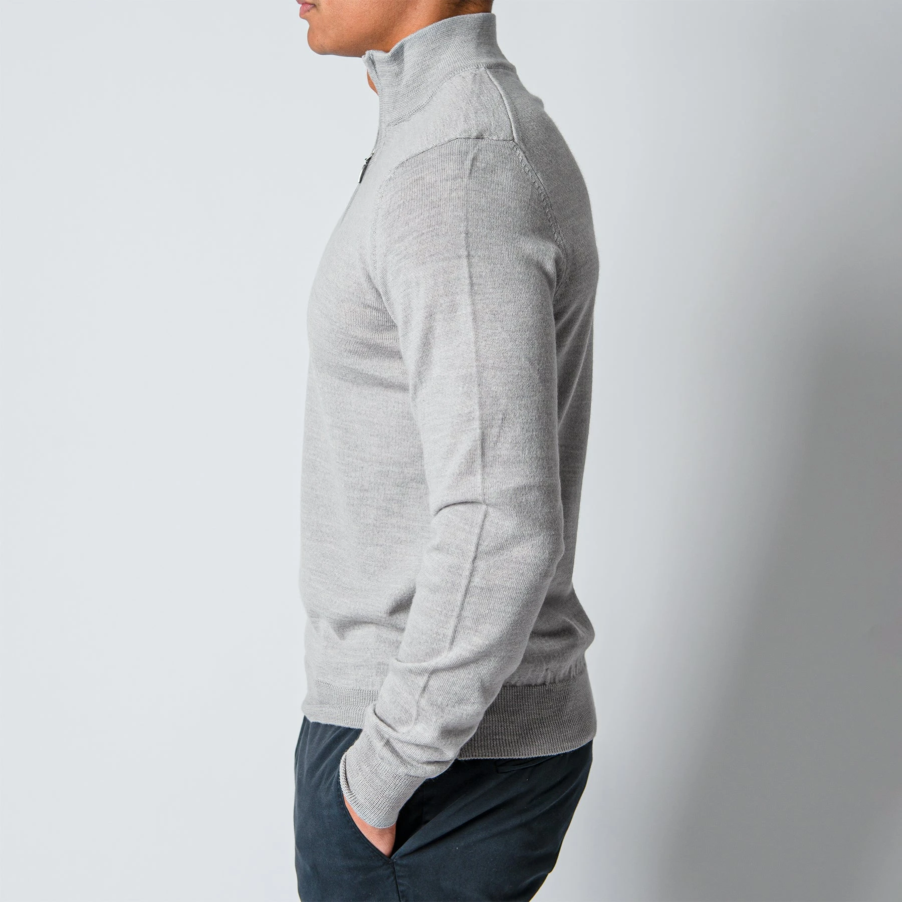 ADVERB MERINO 12 GG HALFZIP SWEATER LIGHT GREY 5 ADVERB MERINO 12 GG HALFZIP SWEATER LIGHT GREY - Bild 3