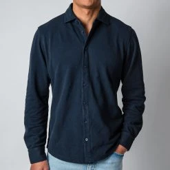ADVERB JERSEY PIQUE SHIRT NAVY