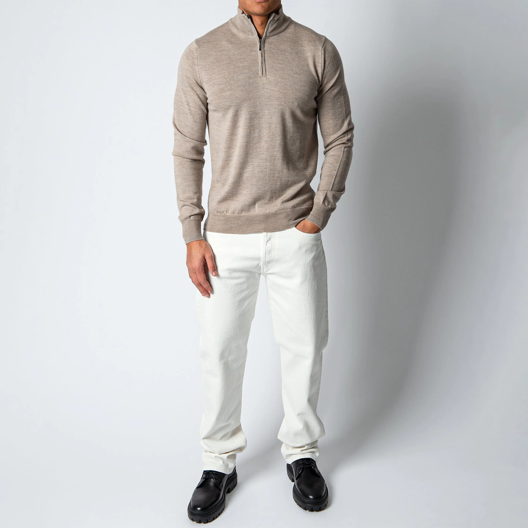 ADVERB MERINO 12 GG HALFZIP SWEATER BEIGE 8 ADVERB MERINO 12 GG HALFZIP SWEATER BEIGE - Bild 6
