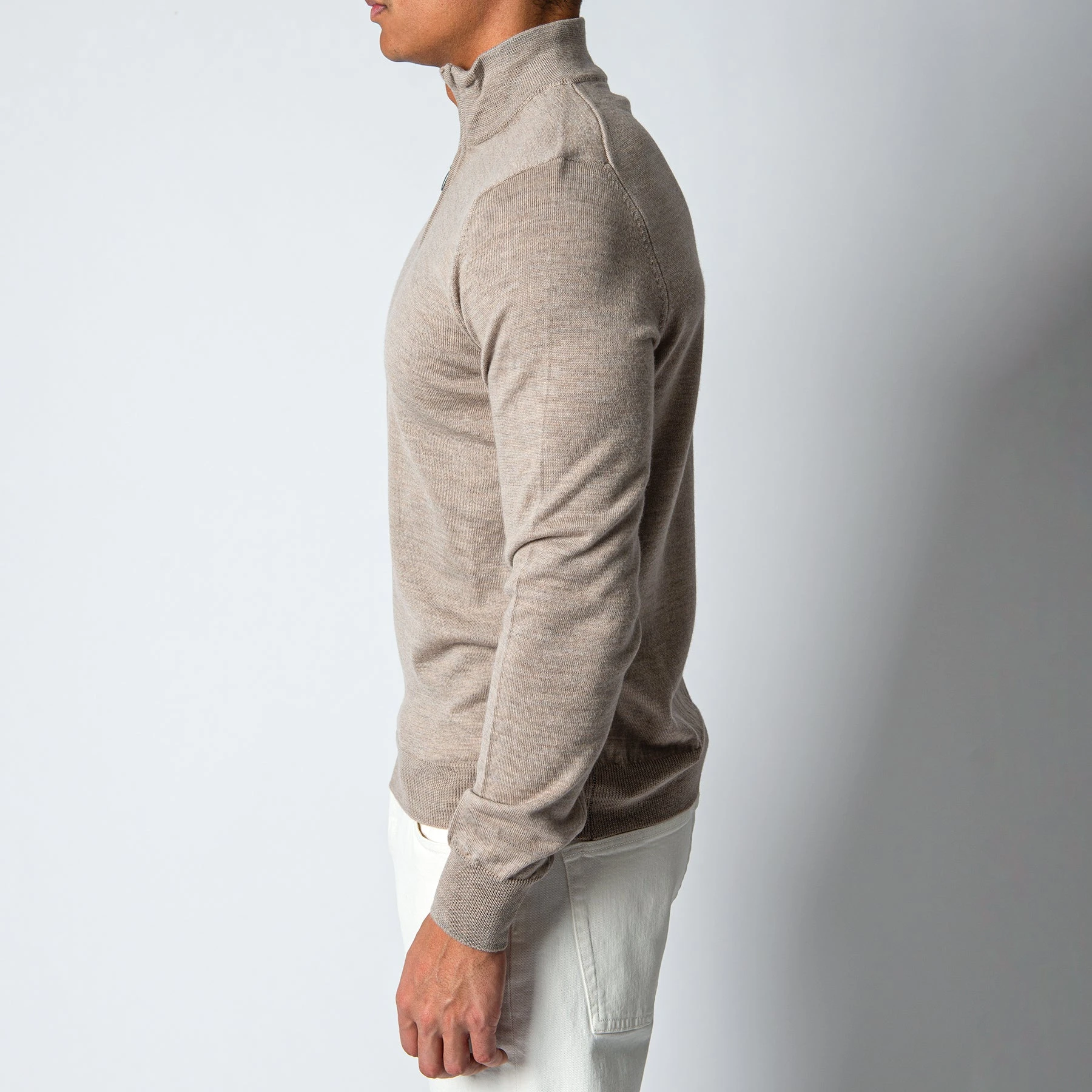 ADVERB MERINO 12 GG HALFZIP SWEATER BEIGE 5 ADVERB MERINO 12 GG HALFZIP SWEATER BEIGE - Bild 3