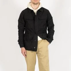 ASPESI BASTOGNE COTTON LINEN FIELD JACKET BLACK