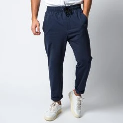 HARRIS WHARF LONDON SEERSUCKER COOLMAX TROUSER NAVY BLUE
