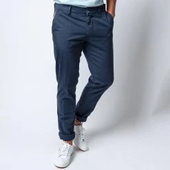 MASON'S MILANO COTTON ELASTAN TROUSERS NAVY