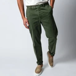 Oscar Jacobson DENZ COTTON STRETCH TROUSERS GREEN CERVO