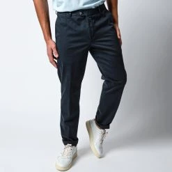 Oscar Jacobson DENZ COTTON STRETCH TROUSERS NAVY SEA BLUE