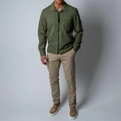 C.P. Company LONG SLEEVE HYBRID SHIRT BRONZE GREEN -jupiter shop C.P.COMPANYOVERSHIRT 1