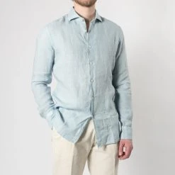 XACUS CASUAL LINEN SHIRT BLUE