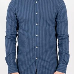 XACUS CHAMBRAY STRIPED SHIRT 815 CHAMBRAY