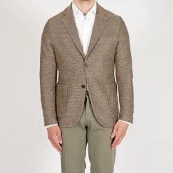 CIRCOLO 1901 COTTON LINEN JERSEY BLAZER BROWN
