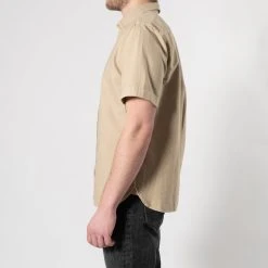 XACUS COTTON SHORT SLEEVE SHIRT KHAKI -jupiter shop COTTON SHORT SLEEVE SHIRT KHAKI SKJORTA XACUS Jupiter Kungsgatan Norrlandsgatan Stockholm 4
