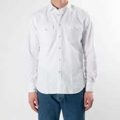 XACUS COWBOY COTTON TWILL SHIRT WHITE