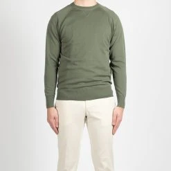 ASPESI CREPED COTTON CREWNECK SAGE GREEN