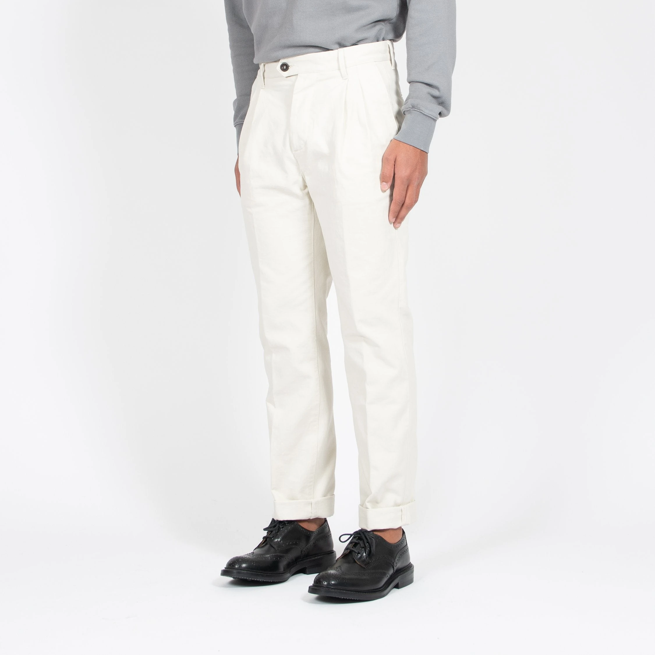 Tela Genova DAMASCO DOUBLE PLEAT TROUSER OFF WHITE 5 Tela Genova DAMASCO DOUBLE PLEAT TROUSER OFF WHITE - Bild 3