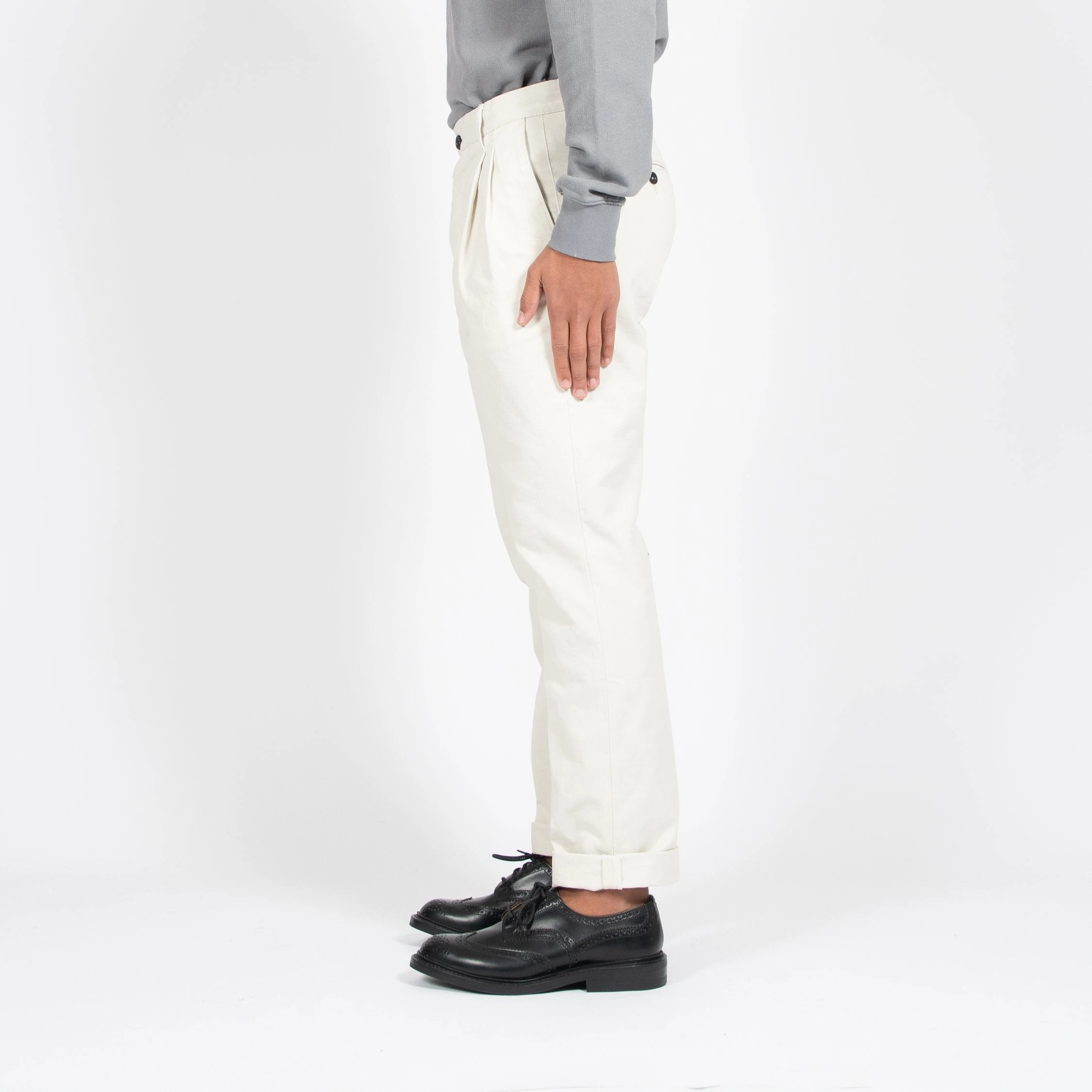 Tela Genova DAMASCO DOUBLE PLEAT TROUSER OFF WHITE 7 Tela Genova DAMASCO DOUBLE PLEAT TROUSER OFF WHITE - Bild 5