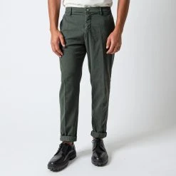 MASON'S VENEZIA TWILL TROUSERS GREEN
