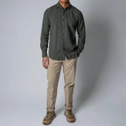 XACUS LUXURY MUSSOLA FLANNEL SHIRT ARMY -jupiter shop FILIPPODELAURENTIISSKJORTA 1