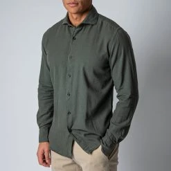 XACUS LUXURY MUSSOLA FLANNEL SHIRT ARMY -jupiter shop FILIPPODELAURENTIISSKJORTA 3