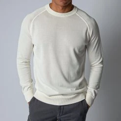 Filippo De Laurentiis LUXURY CREPED COTTON SWEATER OFFWHITE
