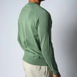 Filippo De Laurentiis LUXURY CREPED COTTON SWEATER GREEN -jupiter shop FILIPPODELAURENTIISTROJA 5 d356d378 38f0 4cf6 8808 7cf4cec98429