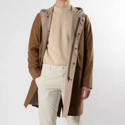 HARRIS WHARF LONDON FISHTAIL PARKA BICOLOUR LIGHT TECHNIC TOBACCO