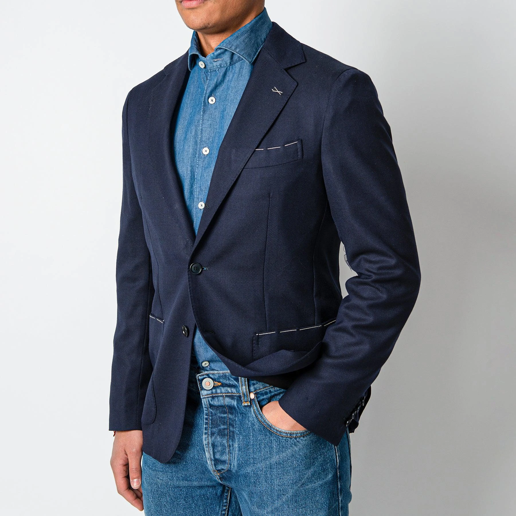 GAIOLA LUXURY HOPSACK WOOL NAVY 4 GAIOLA LUXURY HOPSACK WOOL NAVY - Bild 2