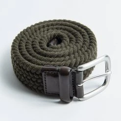 GAVAZZENI COLONIA WOOL BELT WITH LEATHER TRIMS MILITARY GREEN -jupiter shop GAVAZZENIBALTE 4 59a35124 e43c 46b7 a22c 75df254d1198