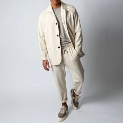 HARRIS WHARF LONDON DROPPED SHOULDER TECHNO VISCOSE JACKET IVORY -jupiter shop HARRISWHARFKAVAJ 1