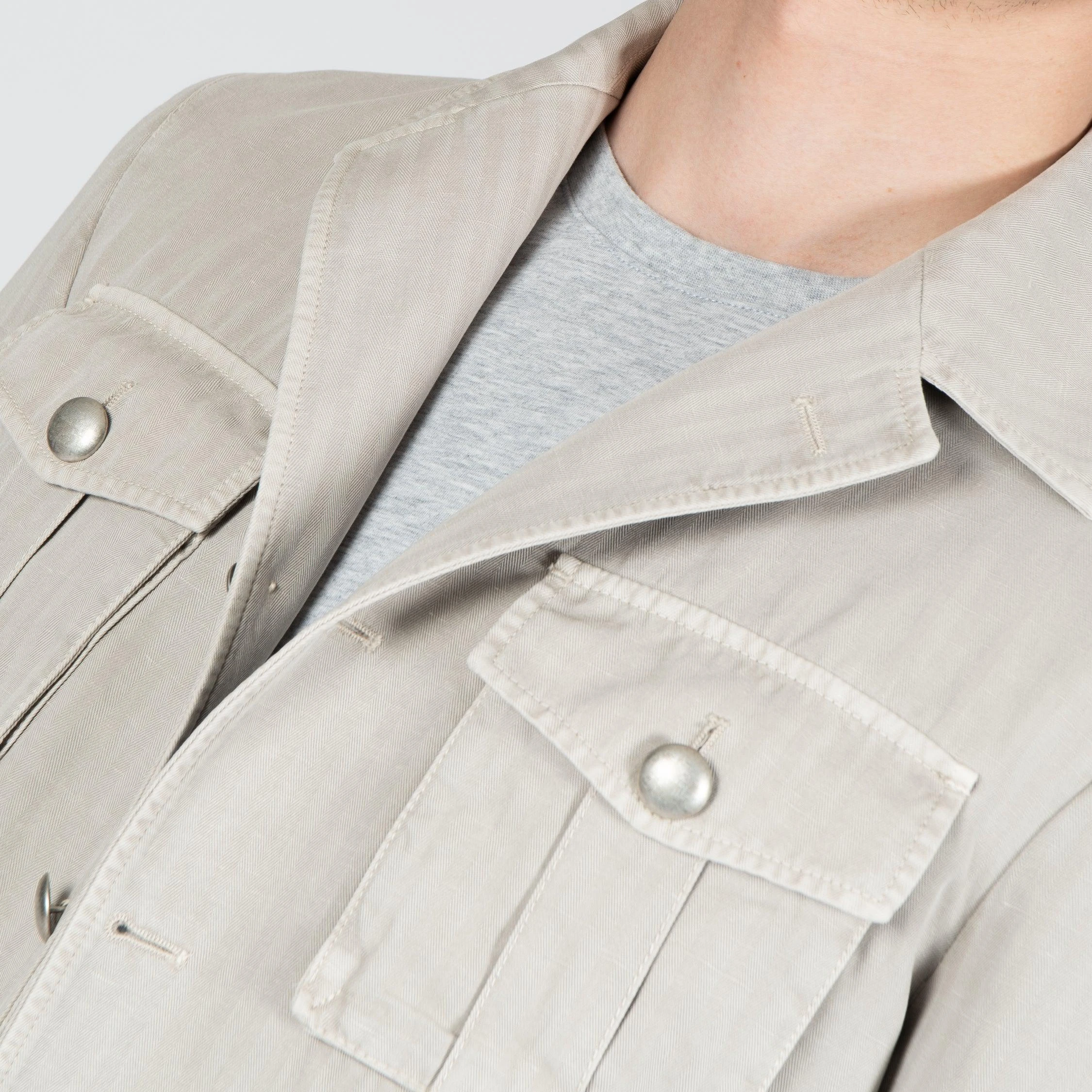 L.B.M.1911 HERRINGBONE SAFARI JACKET LIGHT GREY 4 L.B.M.1911 HERRINGBONE SAFARI JACKET LIGHT GREY - Bild 2