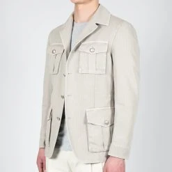 L.B.M.1911 HERRINGBONE SAFARI JACKET LIGHT GREY 13 L.B.M.1911 HERRINGBONE SAFARI JACKET LIGHT GREY -jupiter shop HERRINGBONE SAFARI JACKET LIGHT GREY KAVAJ LBM 1911 Jupiter Kungsgatan Norrlandsgatan Stockholm 3