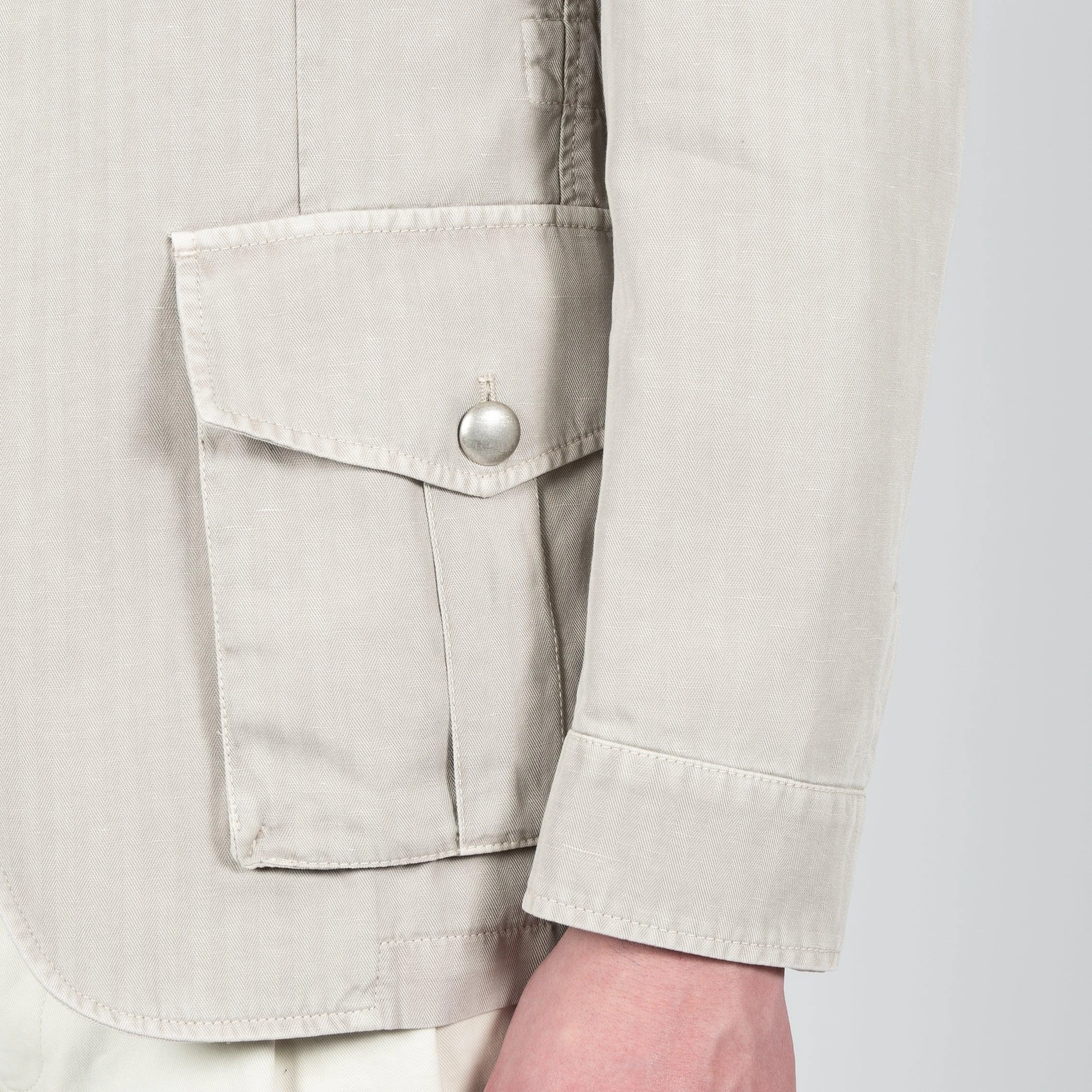 L.B.M.1911 HERRINGBONE SAFARI JACKET LIGHT GREY 6 L.B.M.1911 HERRINGBONE SAFARI JACKET LIGHT GREY - Bild 4