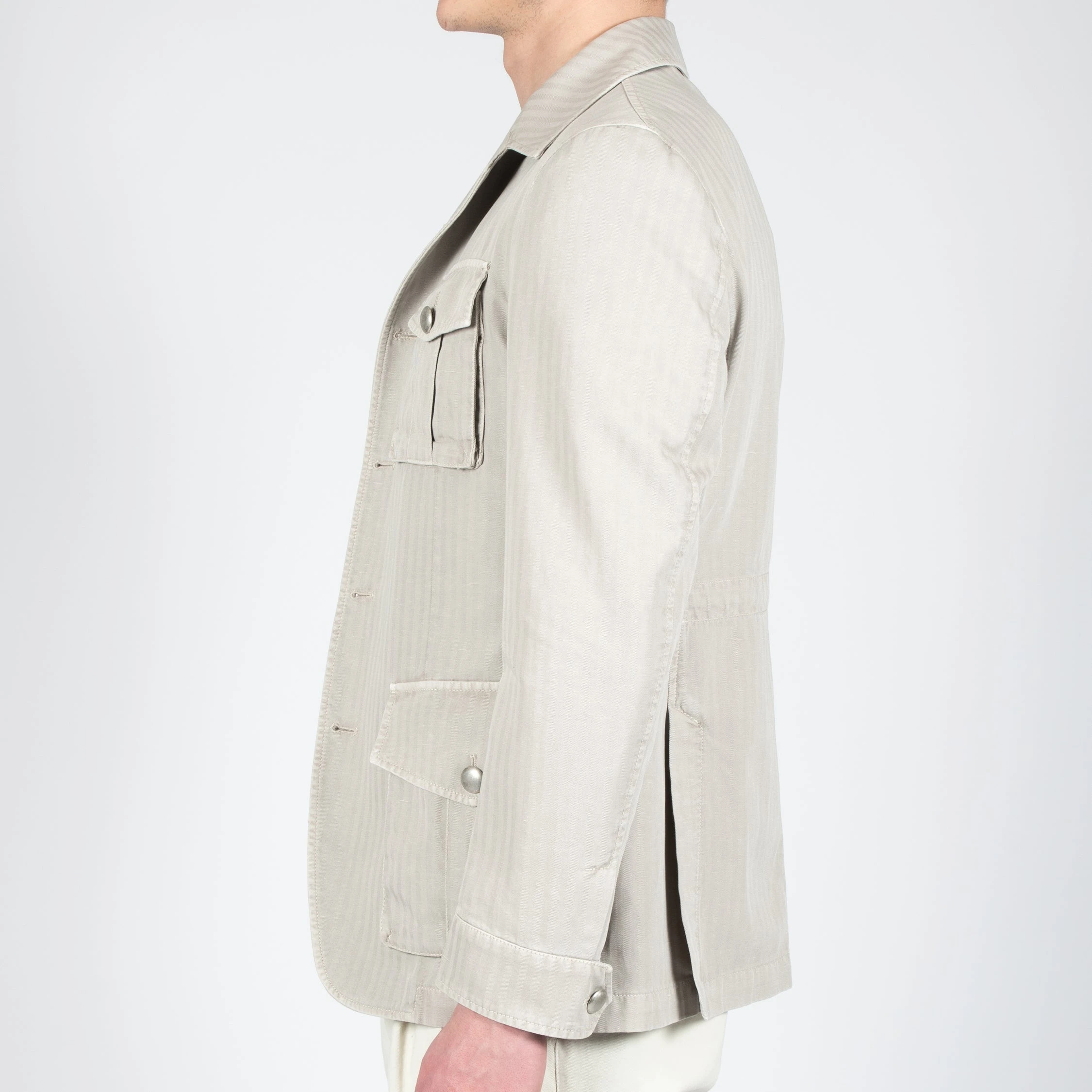 L.B.M.1911 HERRINGBONE SAFARI JACKET LIGHT GREY 7 L.B.M.1911 HERRINGBONE SAFARI JACKET LIGHT GREY - Bild 5