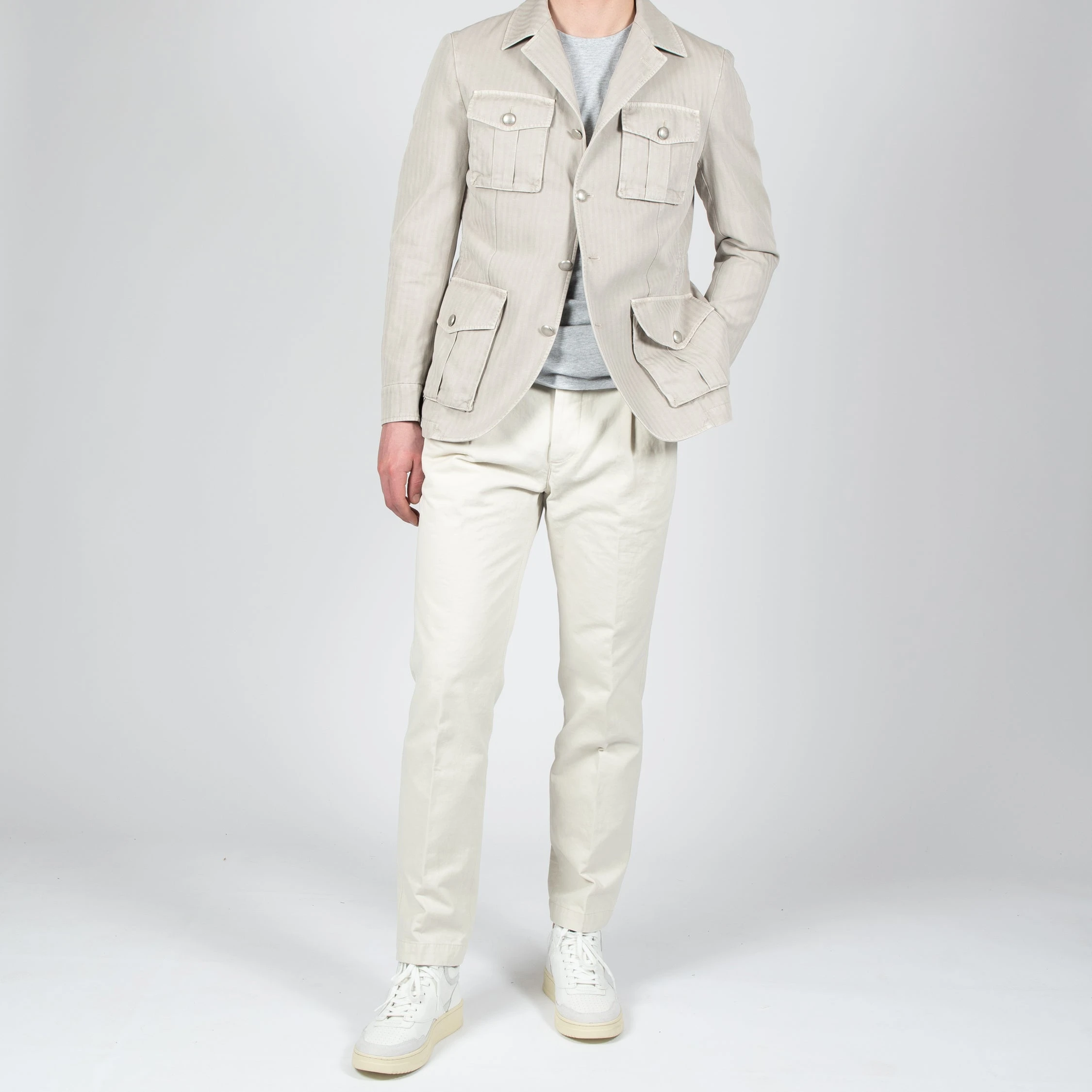 L.B.M.1911 HERRINGBONE SAFARI JACKET LIGHT GREY 11 L.B.M.1911 HERRINGBONE SAFARI JACKET LIGHT GREY - Bild 9