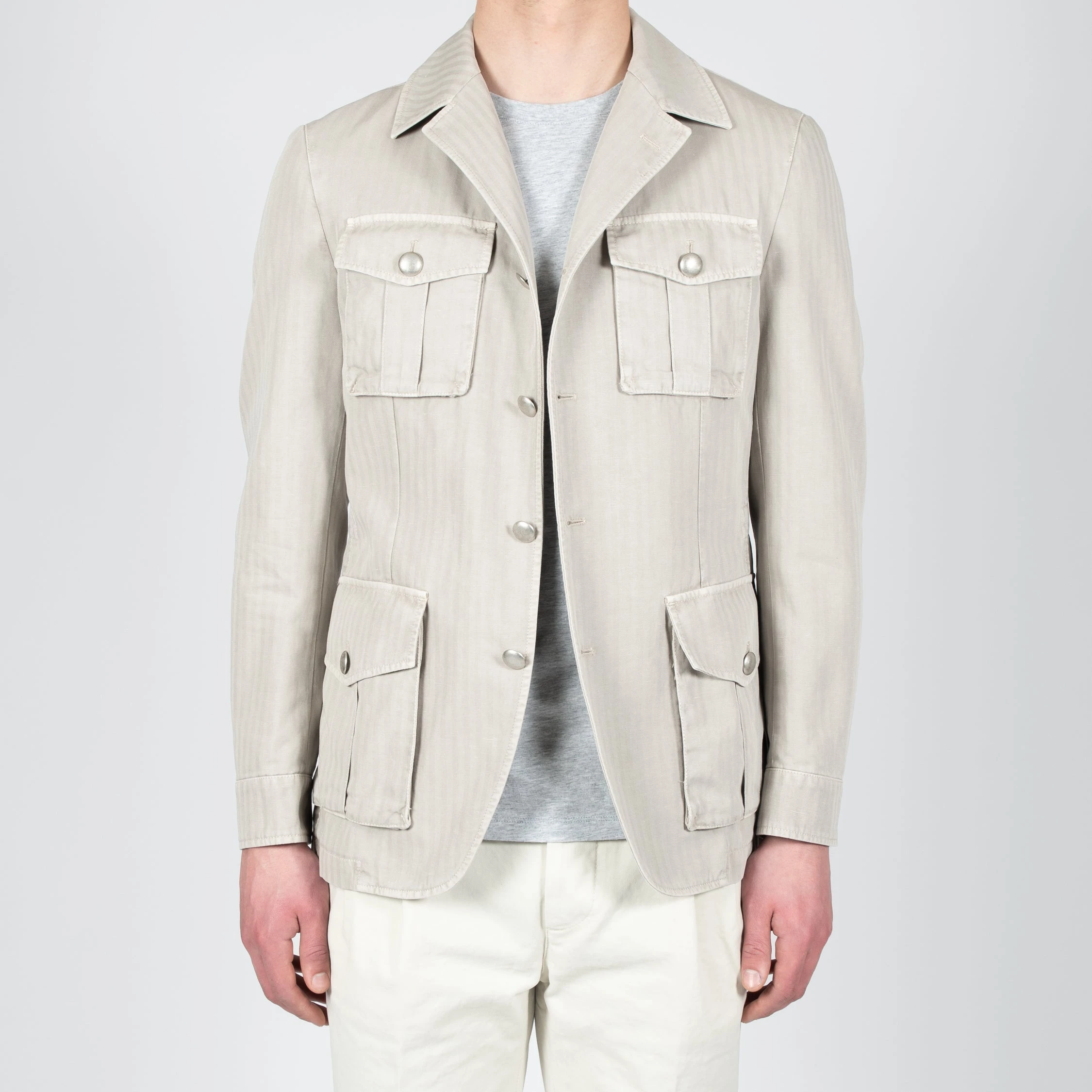 L.B.M.1911 HERRINGBONE SAFARI JACKET LIGHT GREY 3 L.B.M.1911 HERRINGBONE SAFARI JACKET LIGHT GREY