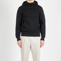 C.P. Company HOODED SWEATER DIAGONAL FLEECE BLACK
