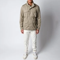 ASPESI COTTON GABARDINE MINIFIELD JACKET KHAKI -jupiter shop JACKAASPESI 1
