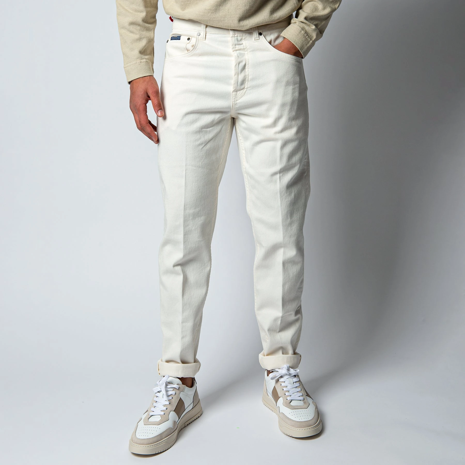 Lardini JIMMY DENIM DYED TROUSER WHITE 3 Lardini JIMMY DENIM DYED TROUSER WHITE