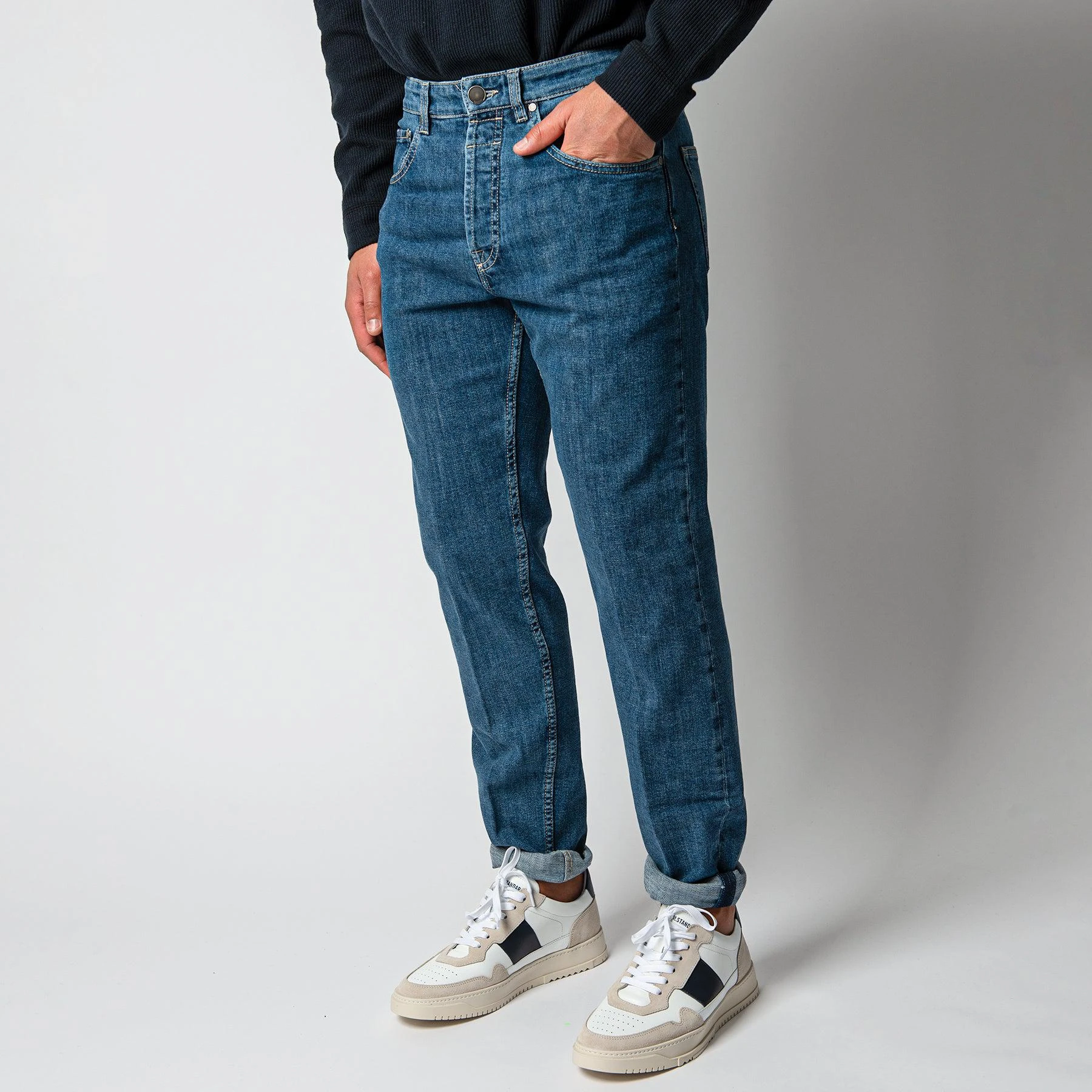 Lardini JIMMY WASHED DENIM TROUSERS NAVY DENIM 4 Lardini JIMMY WASHED DENIM TROUSERS NAVY DENIM - Bild 2