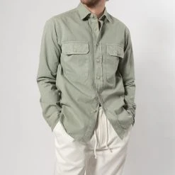 XACUS TWILL SHIRT WITH POCKET LIGHT GREEN