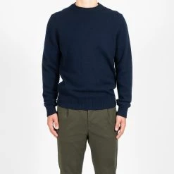 Filippo De Laurentiis LUXURY WOOL CASHMERE CREWNECK NAVY