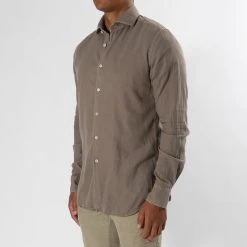 XACUS LUXURY MUSSOLA FLANNEL SHIRT MUD -jupiter shop JUPITERSTOCKHOLMKLADERHERRMODE 93