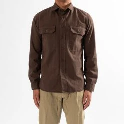 XACUS TWILL SHIRT WITH POCKET DARK BROWN