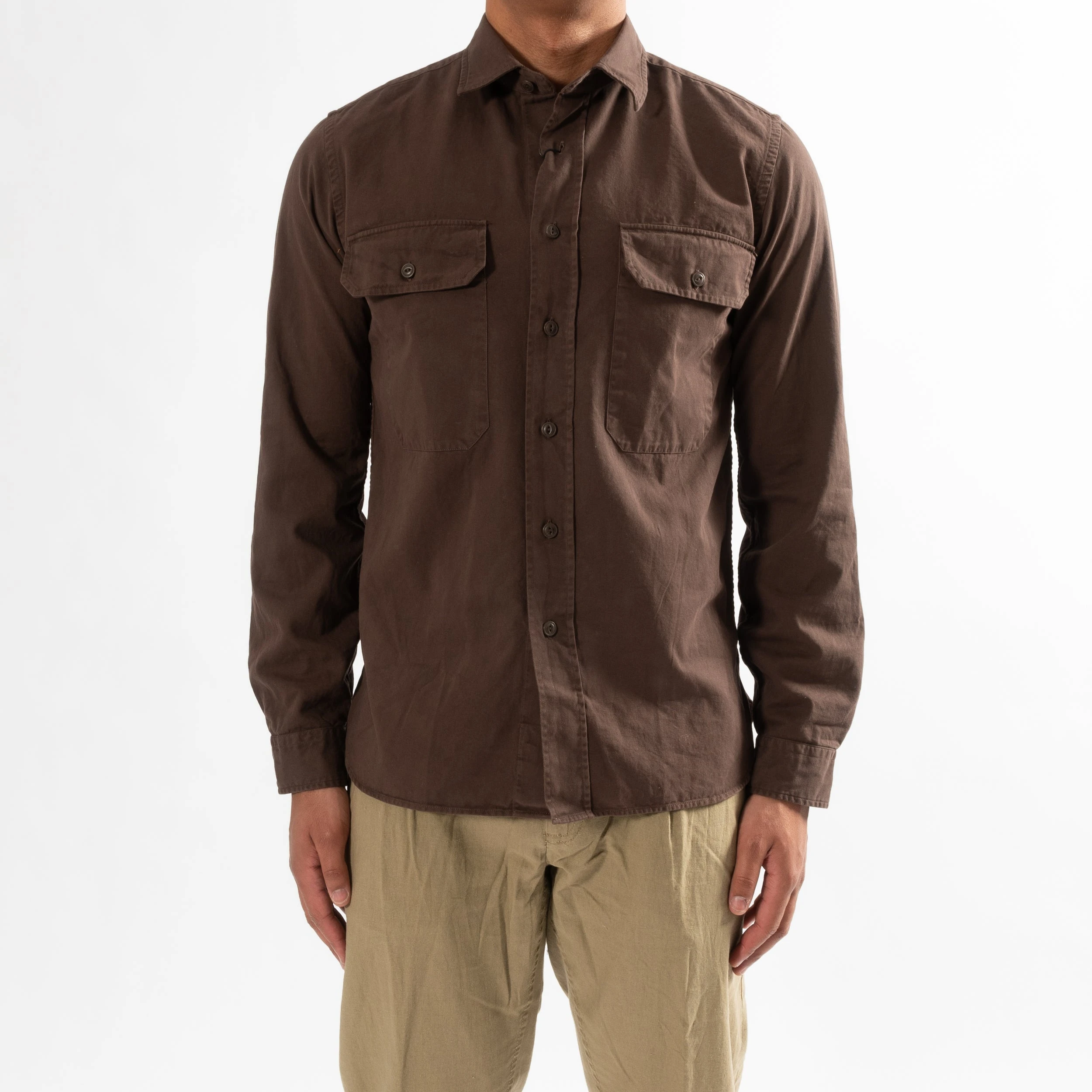 XACUS TWILL SHIRT WITH POCKET DARK BROWN 3 XACUS TWILL SHIRT WITH POCKET DARK BROWN