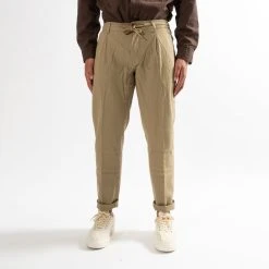 ADVERB DRAWSTRING COTTON LINEN PANTS KHAKI