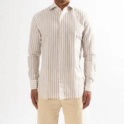 XACUS BLOCKED STRIPE SHIRT BEIGE