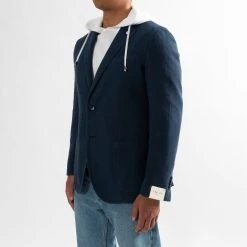 L.B.M.1911 STRUCTURED GARMENT DYED BLAZER NAVY -jupiter shop JupiterKladerNorrlandsgatanKungsgatanStockholm 223